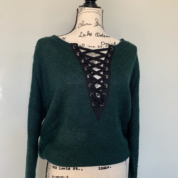 Lace-up Sweater - Picture 1 of 5